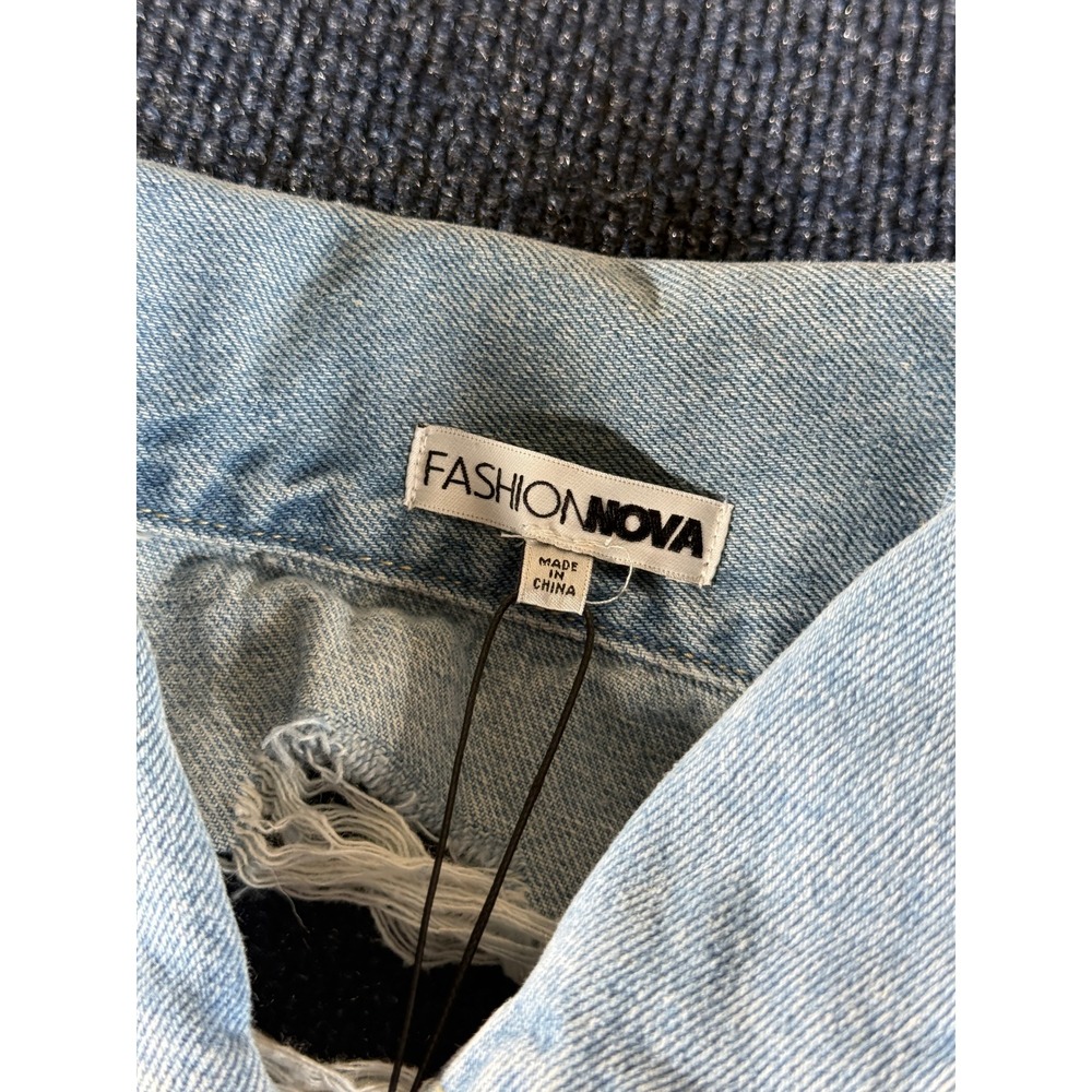 Fashion Nova Light Wash Denim Cutout Jumpsuit - Picture 3 of 8
